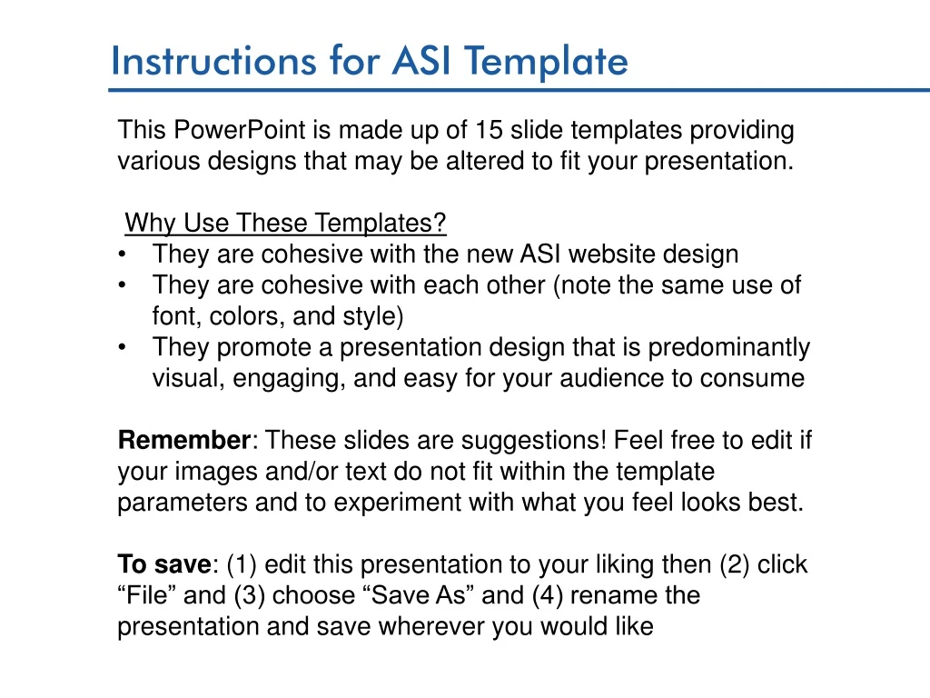 instructions for asi template