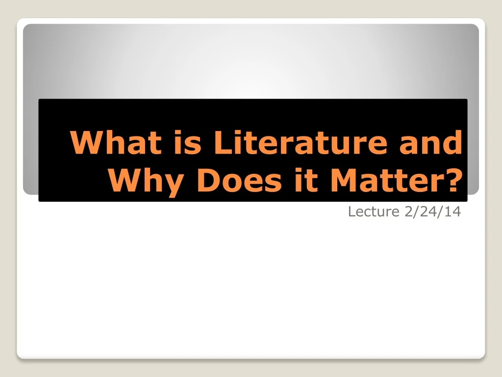 what is literature and why d oes it matter