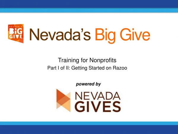 Training for Nonprofits P art I of II: Getting Started on Razoo