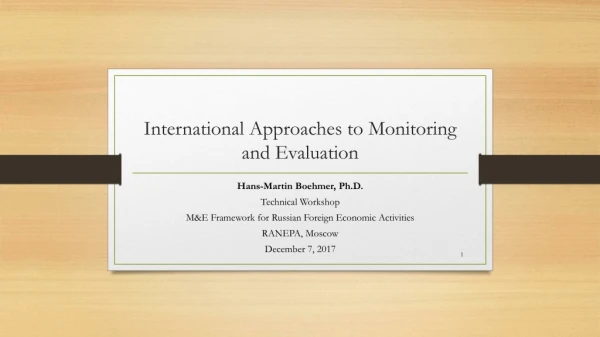 International Approaches to Monitoring and Evaluation