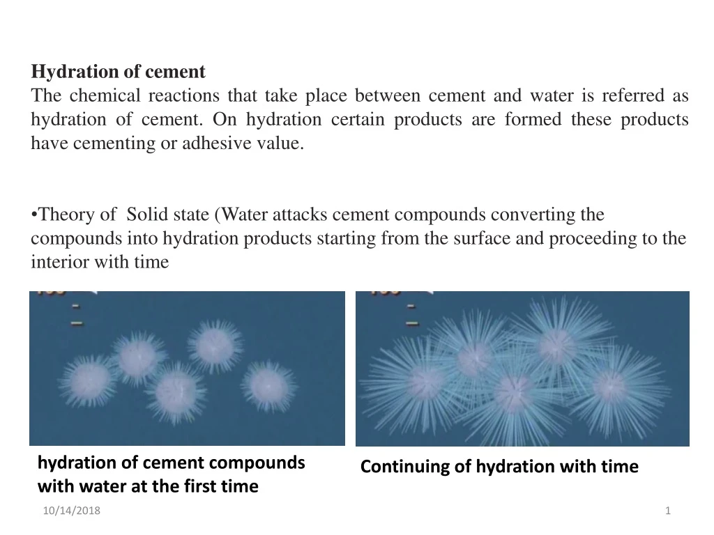 hydration of cement the chemical reactions that