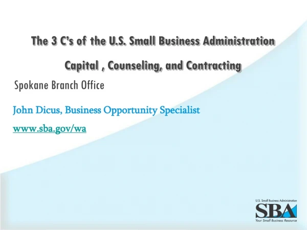 John Dicus, Business Opportunity Specialist sba/wa