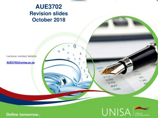 AUE3702 Revision slides October 2018