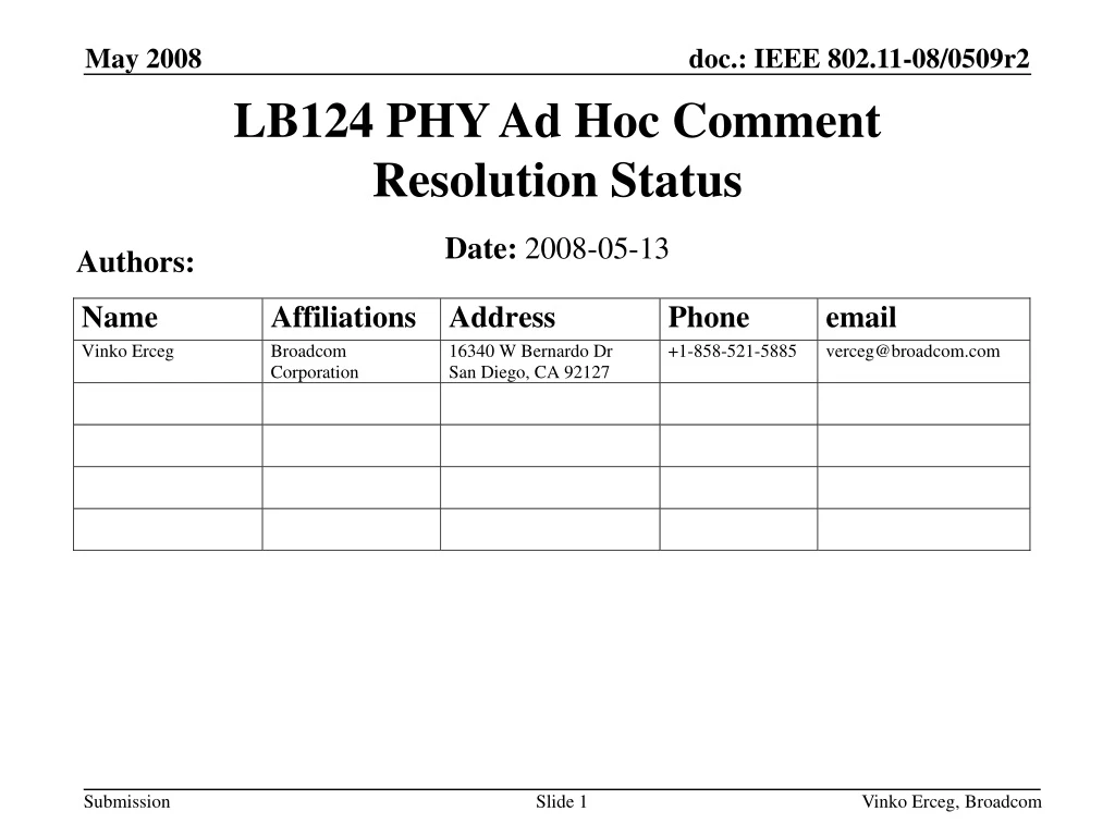 lb124 phy ad hoc comment resolution status