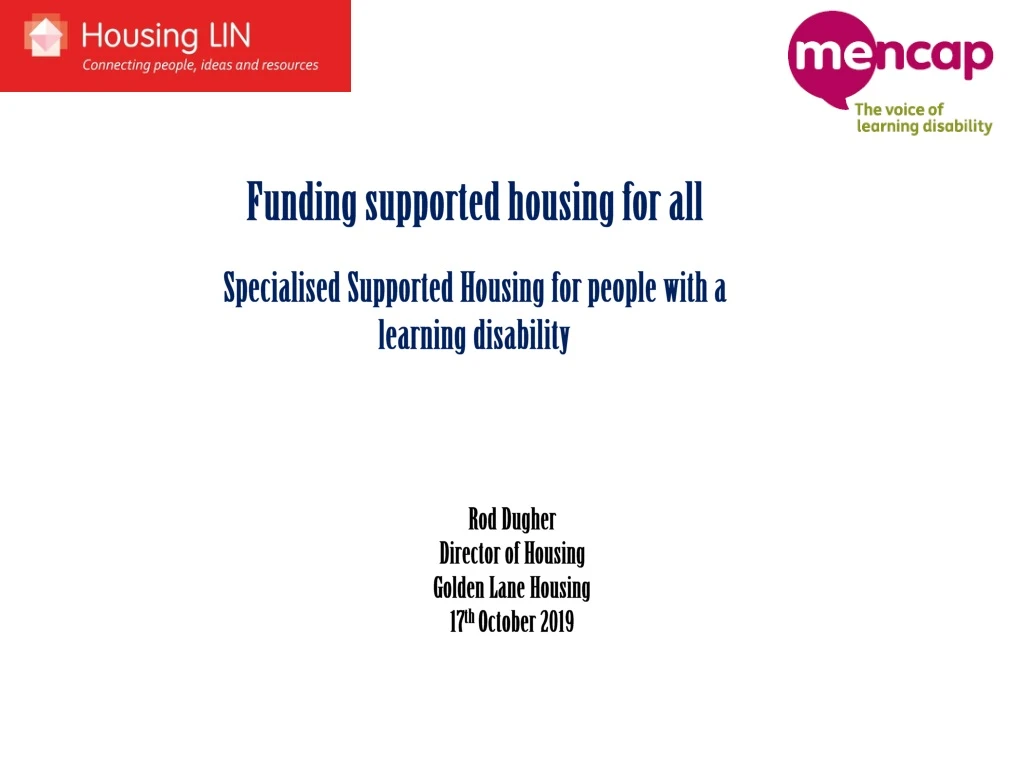 funding supported housing for all specialised