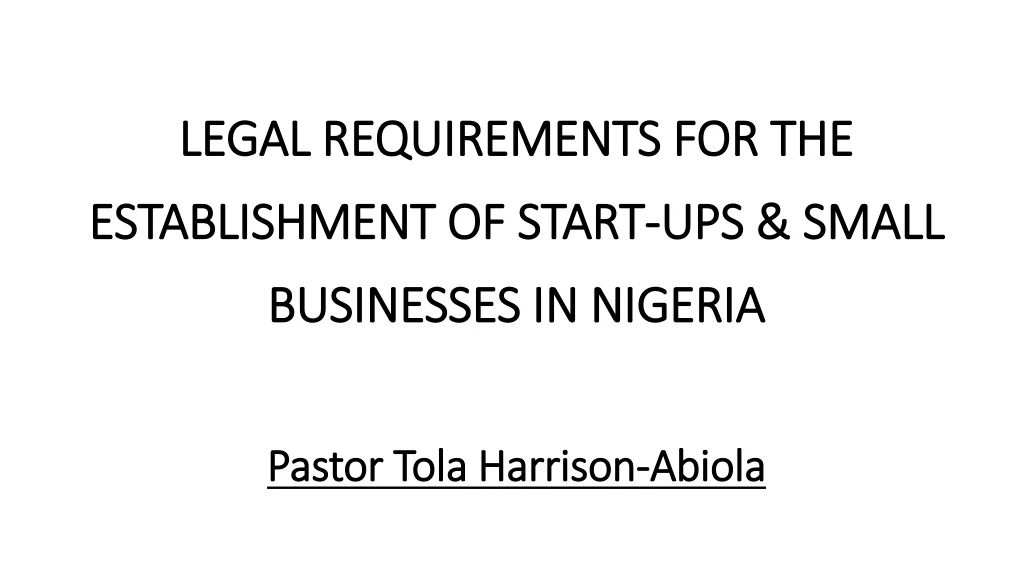legal requirements for the establishment of start