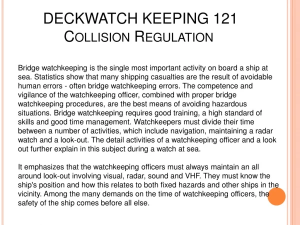 DECKWATCH KEEPING 121 Collision Regulation