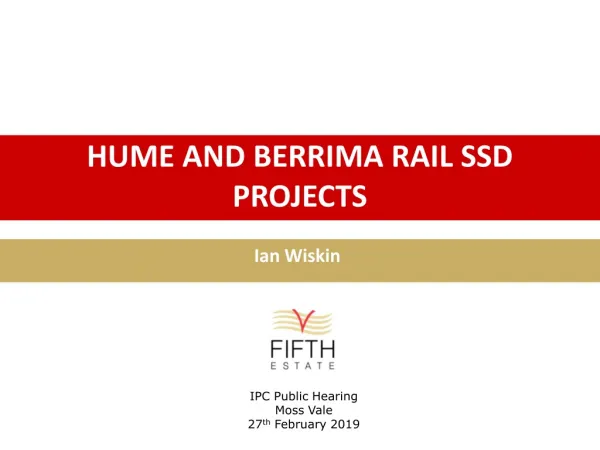 HUME AND BERRIMA RAIL SSD PROJECTS