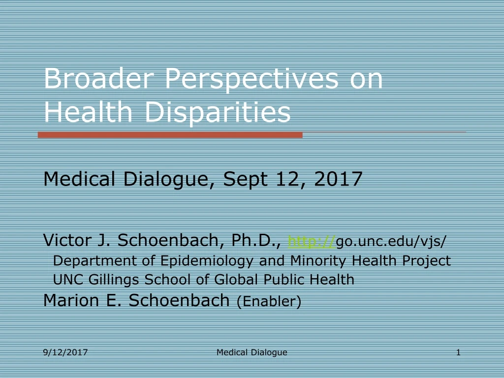 broader perspectives on health disparities
