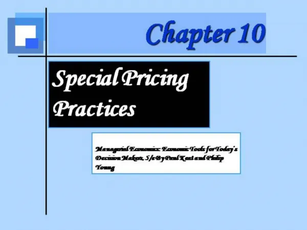 Special Pricing Policies