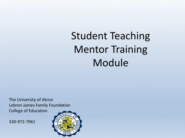 Student Teaching Mentor Training Module