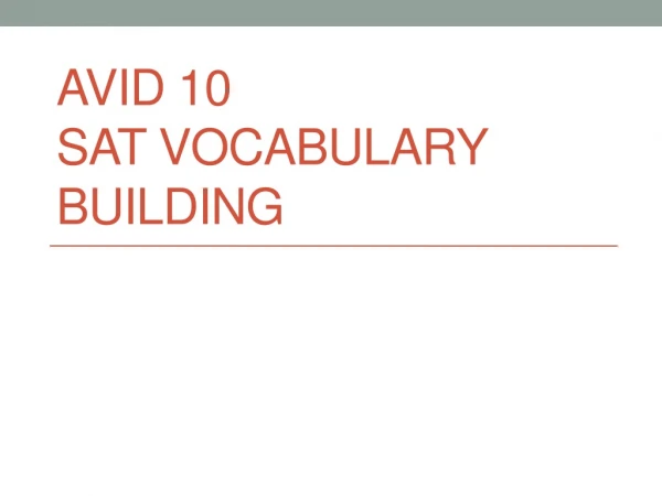 AVID 10 SAT Vocabulary Building