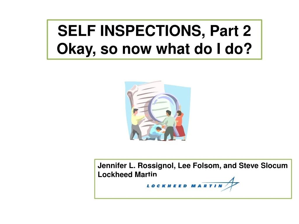 self inspections part 2 okay so now what do i do