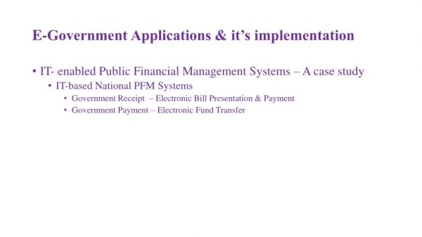 E-Government Applications &amp; it’s implementation