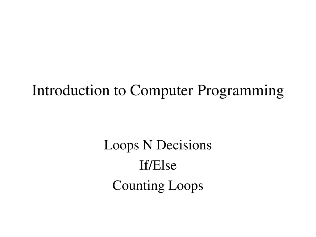 introduction to computer programming