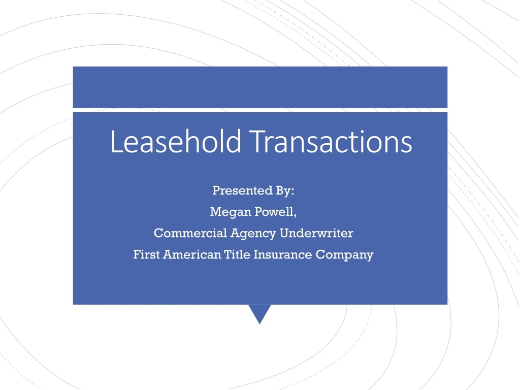 leasehold transactions