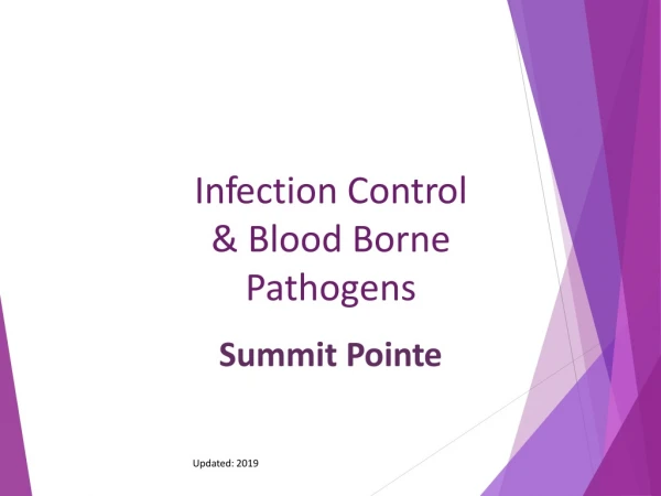 I n f ection Co n t r ol &amp; Blood Borne Pathogens Updated: 2019