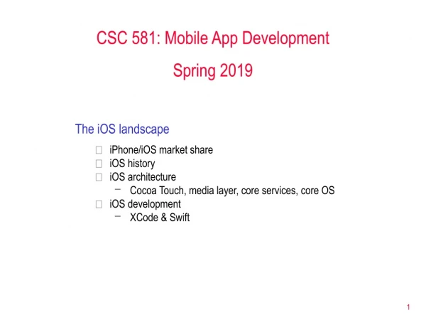 CSC 581: Mobile App Development Spring 2019