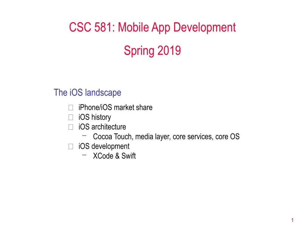 csc 581 mobile app development spring 2019