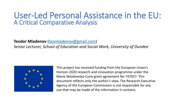 User-Led Personal Assistance in the EU: A Critical Comparative Analysis