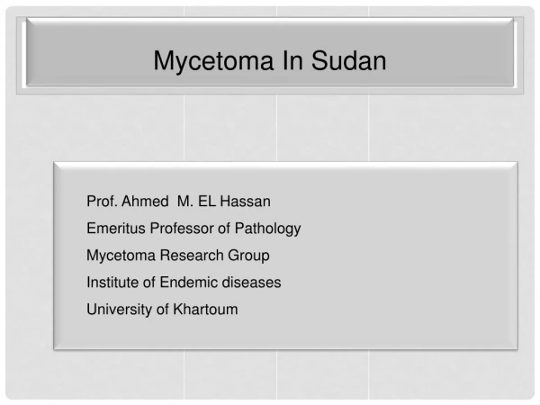 Mycetoma In Sudan