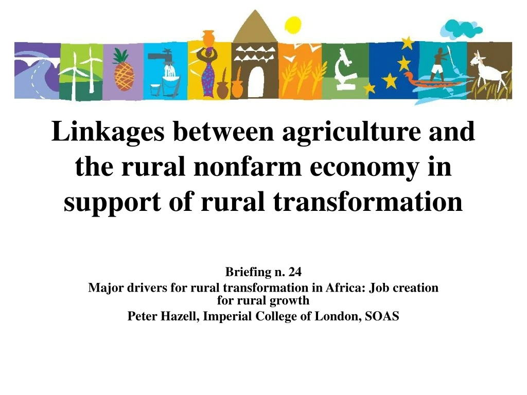 linkages between agriculture and the rural nonfarm economy in support of rural transformation