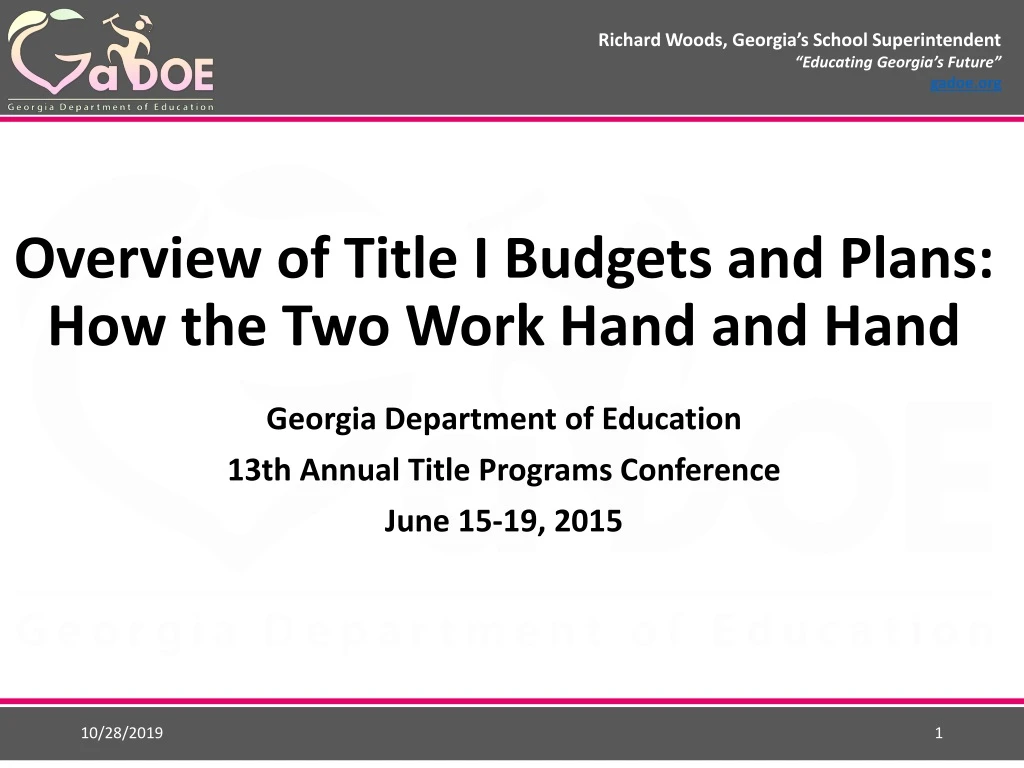 overview of title i budgets and plans how the two work hand and hand