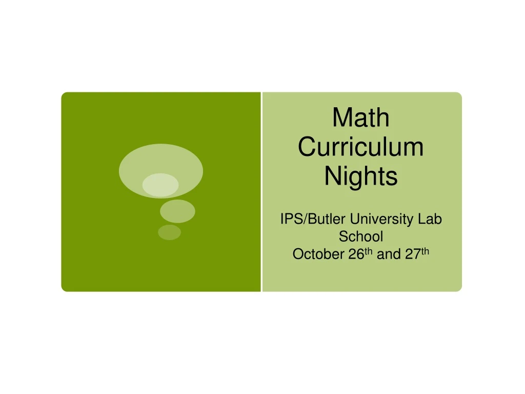 math curriculum nights