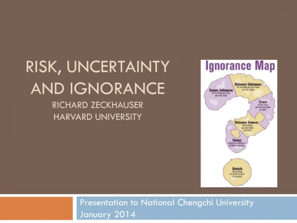 Risk, uncertainty and ignorance Richard Zeckhauser Harvard University