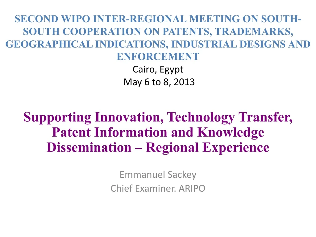 second wipo inter regional meeting on south south