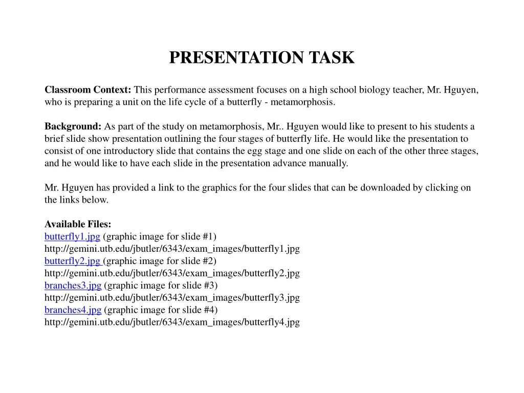 presentation task classroom context this