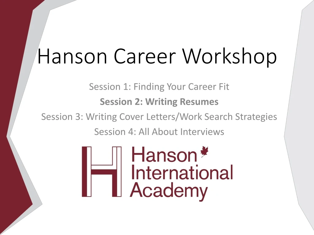 hanson career workshop