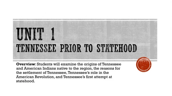 Unit 1 Tennessee Prior to Statehood