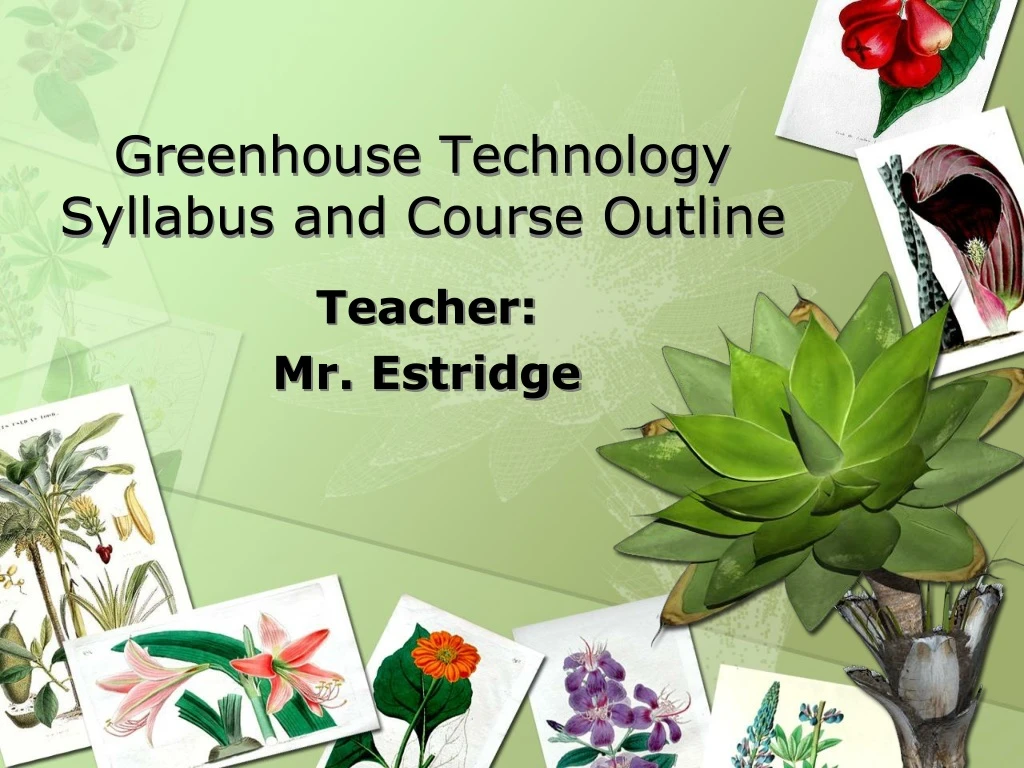 greenhouse technology syllabus and course outline