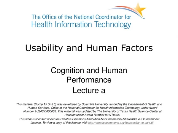 Usability and Human Factors