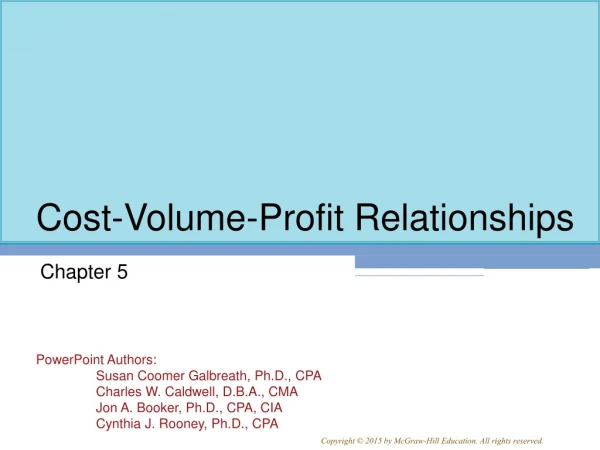 Cost-Volume-Profit Relationships