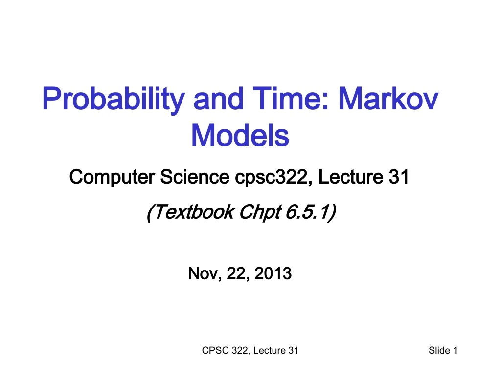 probability and time markov models computer