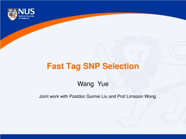 Fast Tag SNP Selection