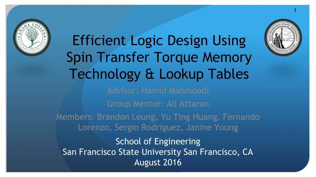 efficient logic design using spin transfer torque memory technology look u p tables