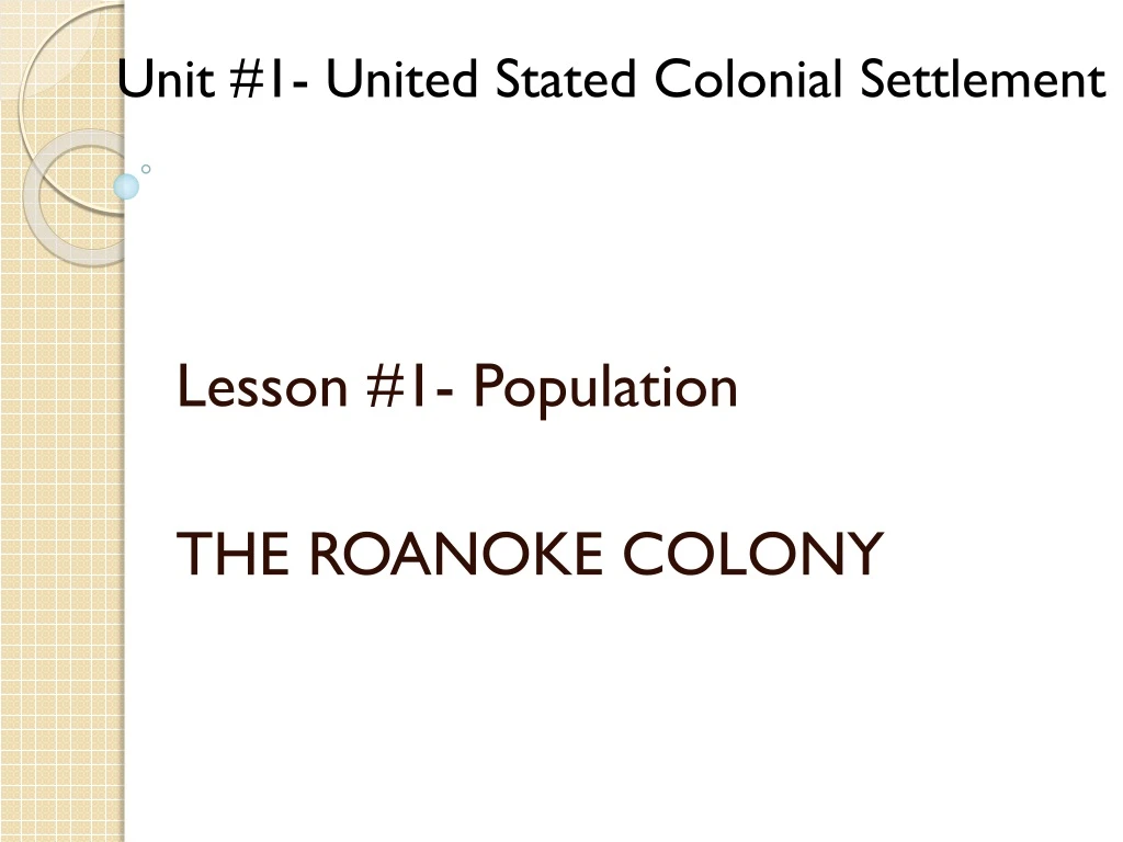 lesson 1 population the roanoke colony
