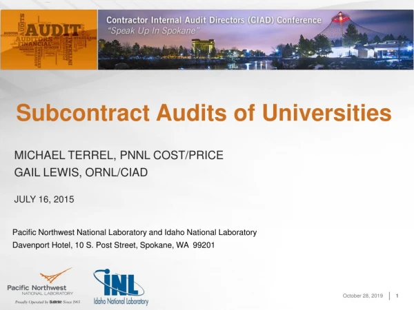 Subcontract Audits of Universities