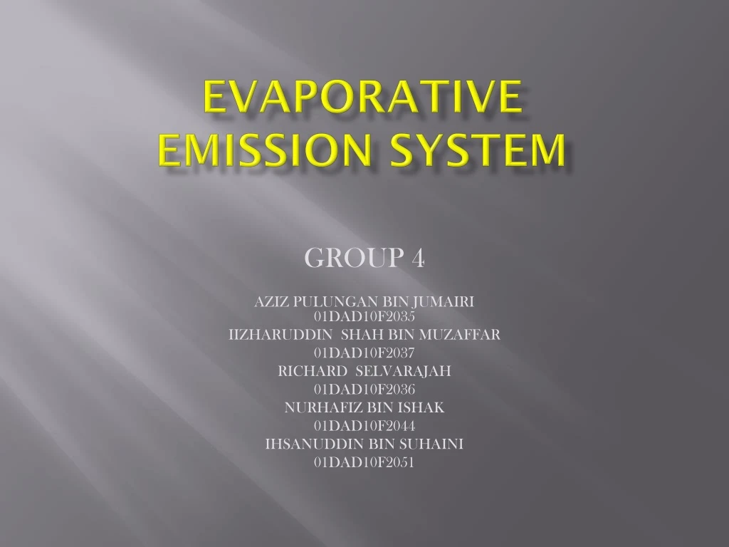 evaporative emission system