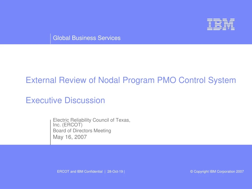 external review of nodal program pmo control system executive discussion