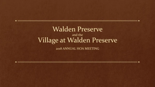 Walden Preserve and the Village at Walden Preserve