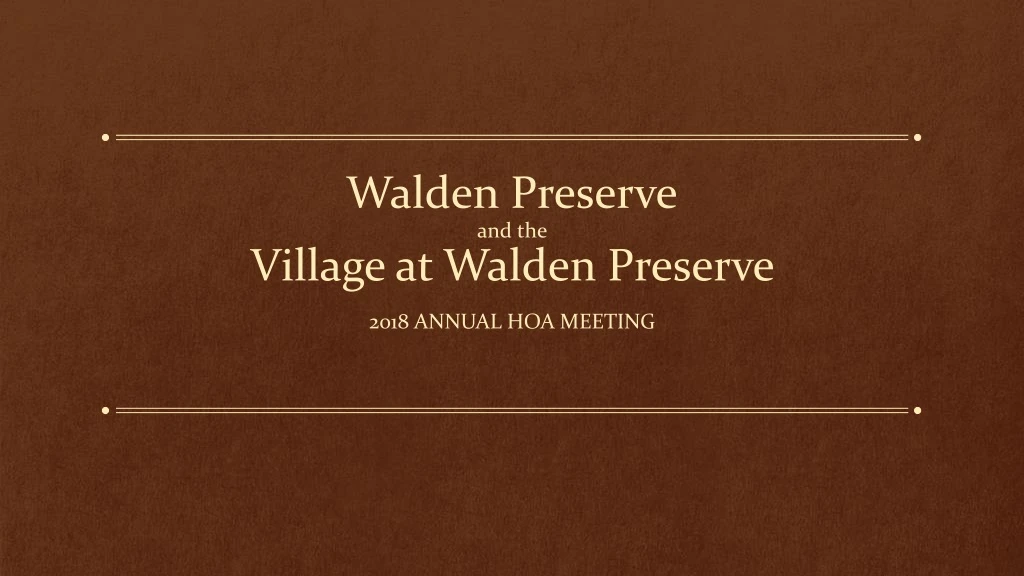 walden preserve and the village at walden preserve