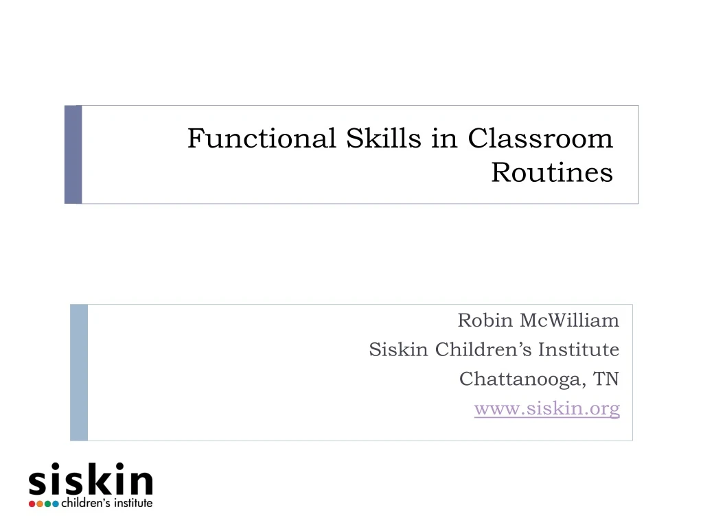 functional skills in classroom routines