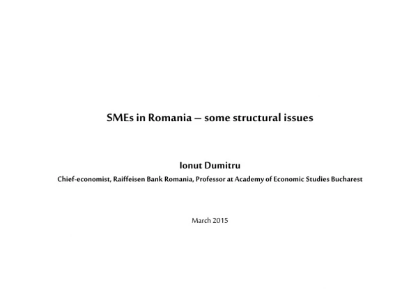 SMEs in Romania – some structural issues