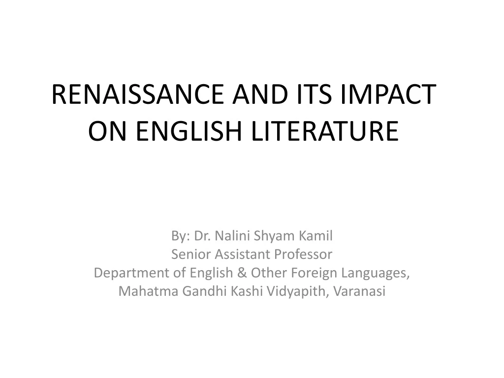 renaissance and its impact on english literature