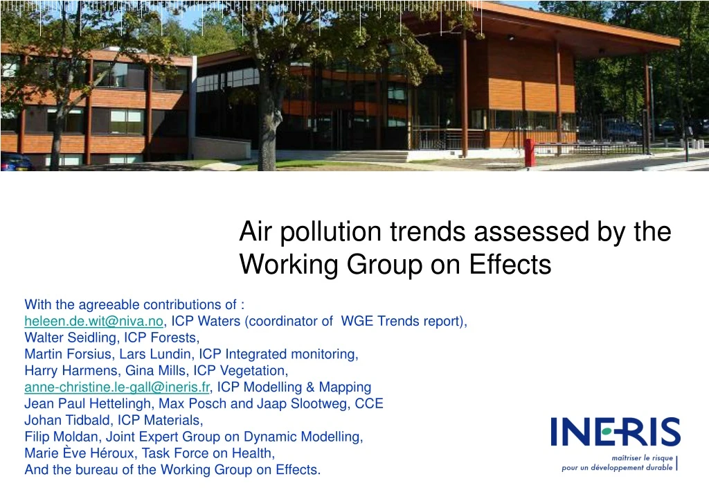 air pollution trends assessed by the working