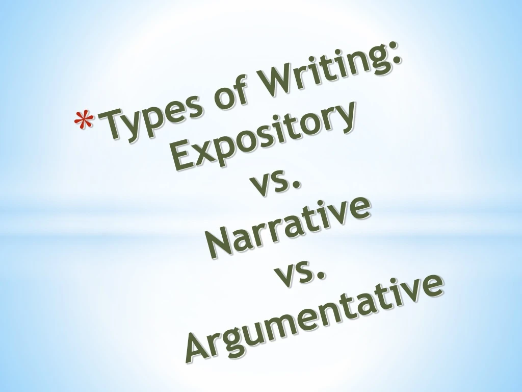 types of writing expository vs narrative vs argumentative